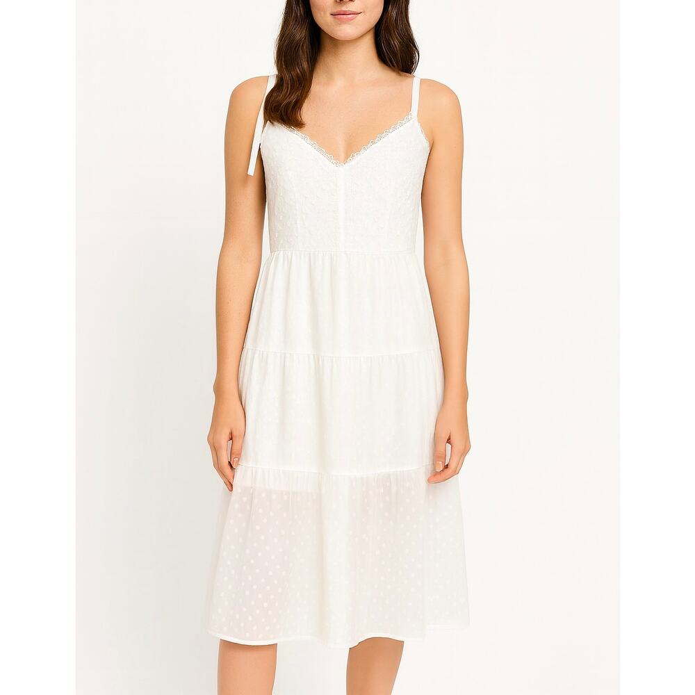 Marchesa Notte Swiss Dot Dress White Size 4 NEW